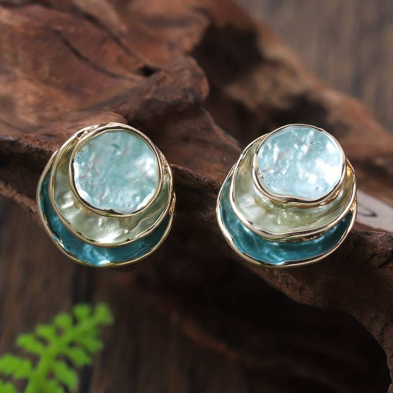 Vintage Multilayer Round Painted Earrings