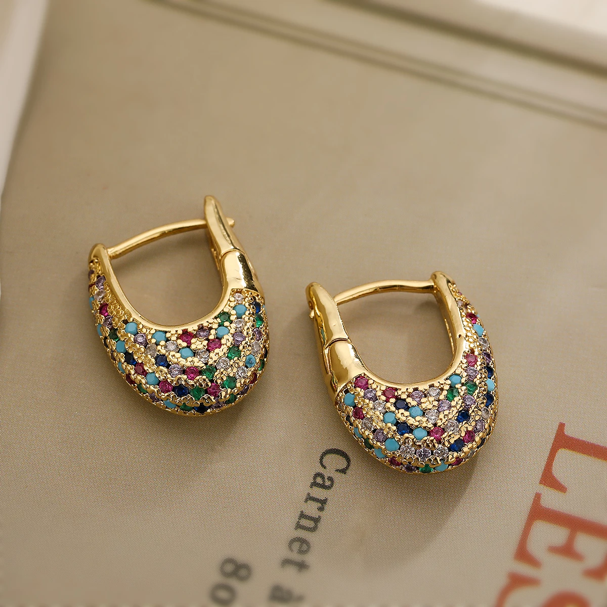 Elegant Earrings with Colourful Crystals