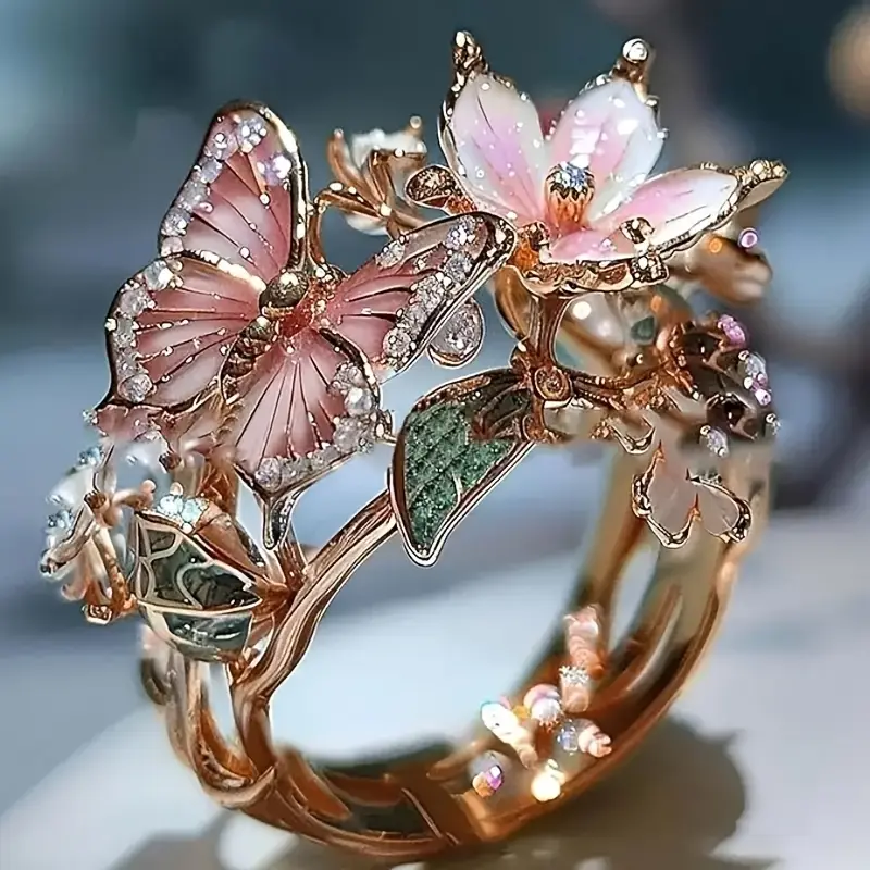 Nature Bright Butterfly-Shaped Zirconia Ring