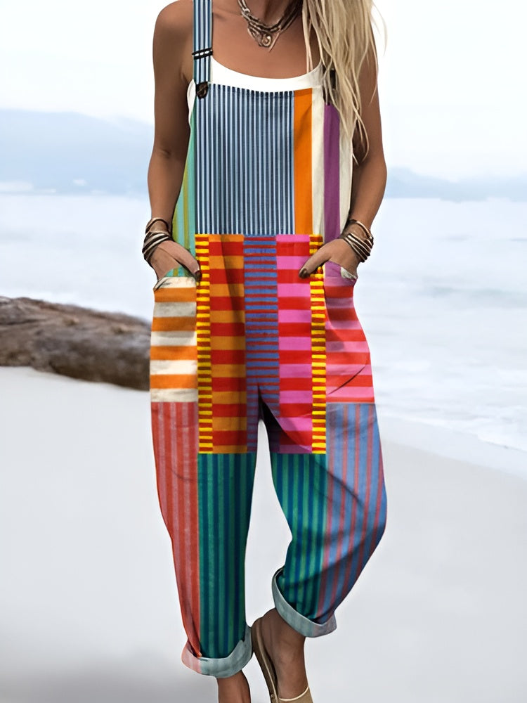 Lærke™ | Colourful Pop Stripe Dungarees