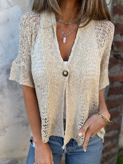 Liora | Lightweight Open-Knit Button Cardigan