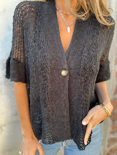 Liora | Lightweight Open-Knit Button Cardigan