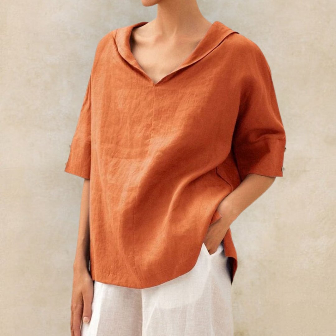 Clare Everyday Luxe Linen V-Neck Blouse