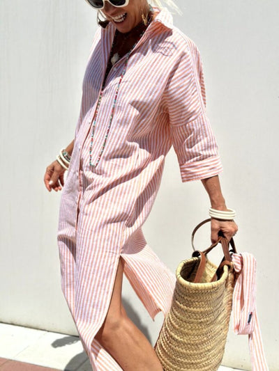 Leviana™ | Classic Stripe Shirt Dress