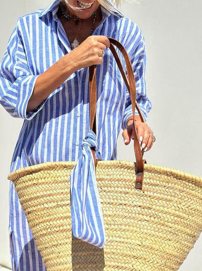 Leviana™ | Classic Stripe Shirt Dress