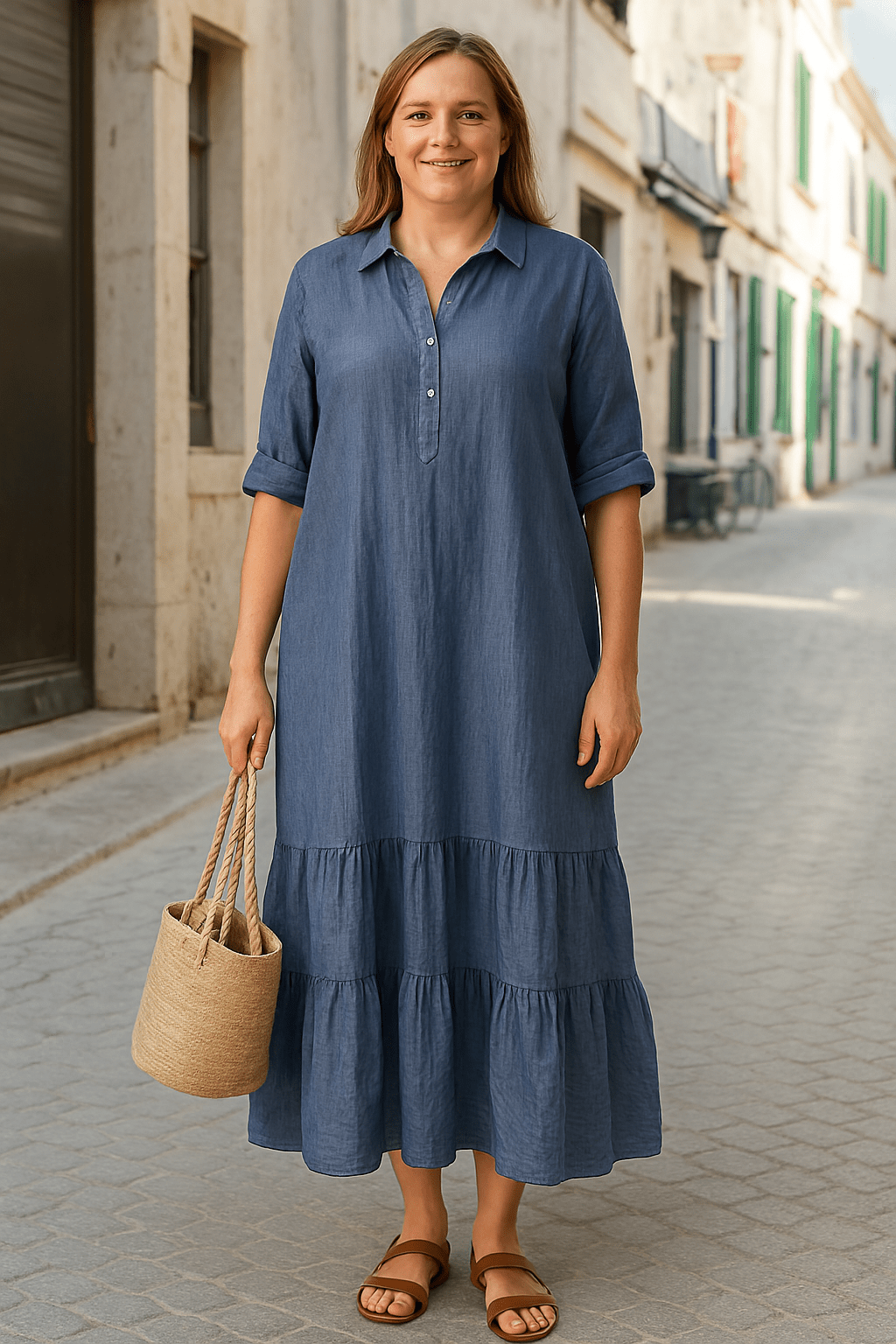 Maeve | Relaxed Half-Button Tummy Covering Dress