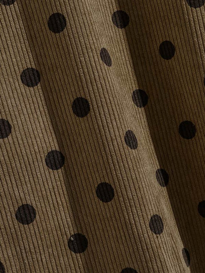 Men's Polka Dot Corduroy Button-Down Casual Long Sleeve Shirt