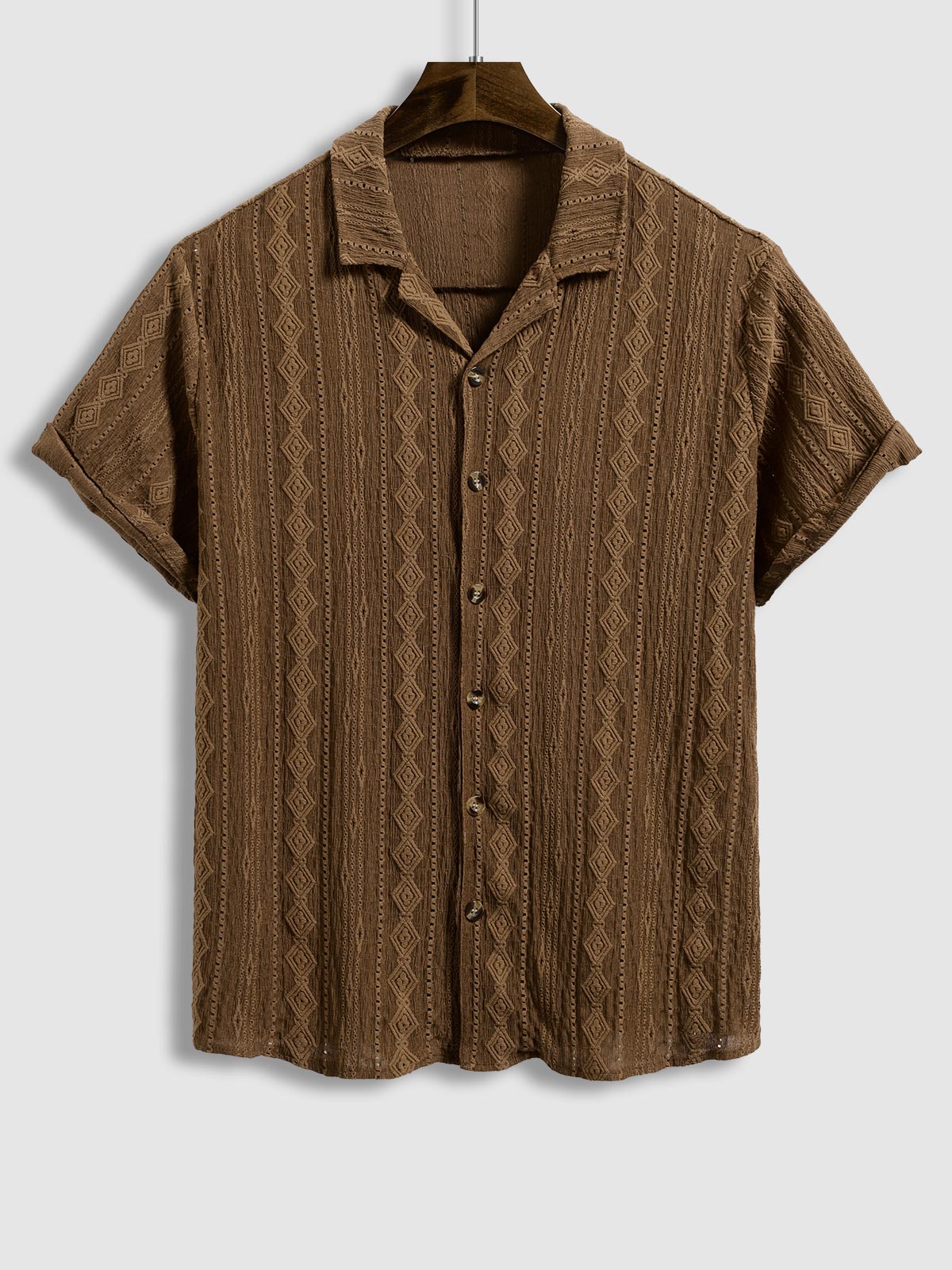Men's retro texture casual short-sleeved shirt