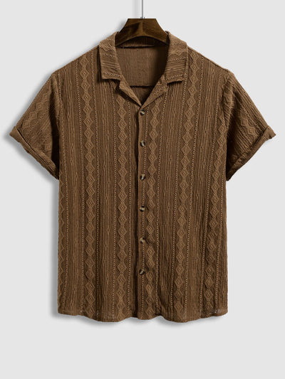 Men's retro texture casual short-sleeved shirt