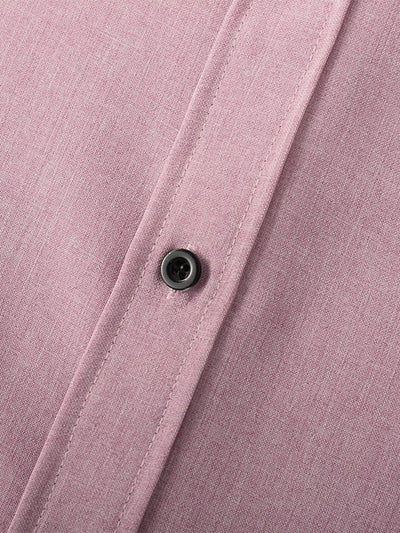 Men's solid color Cotton-linen button casual short-sleeved shirt