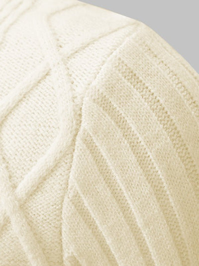 Men's Solid Color Geometric Slim Stand Collar Sweater