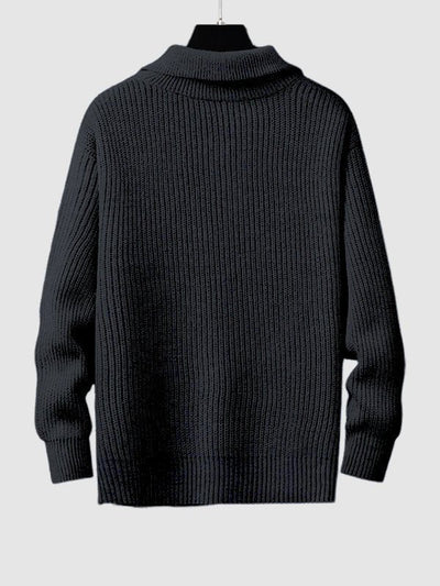 Men's Solid Color Loose Fit Zip-up Collar Sweater
