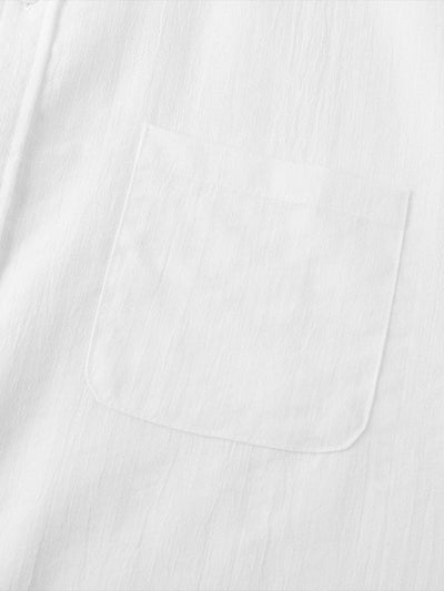 Men's Solid cotton casual lapel solid color short-sleeved shirt