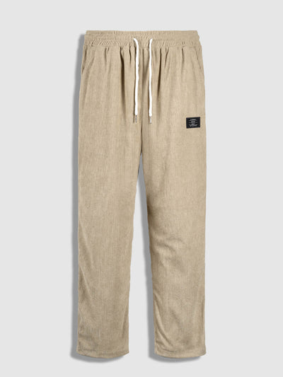 Men's textured plaid terry casual long-sleeved shirt and corduroy pants set