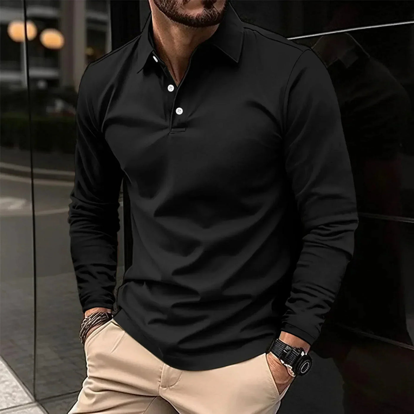 James Casual Long-Sleeve Polo