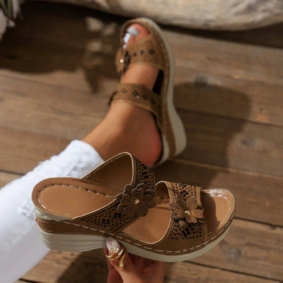 Maribel | Floral Cutout Wedge Sandals