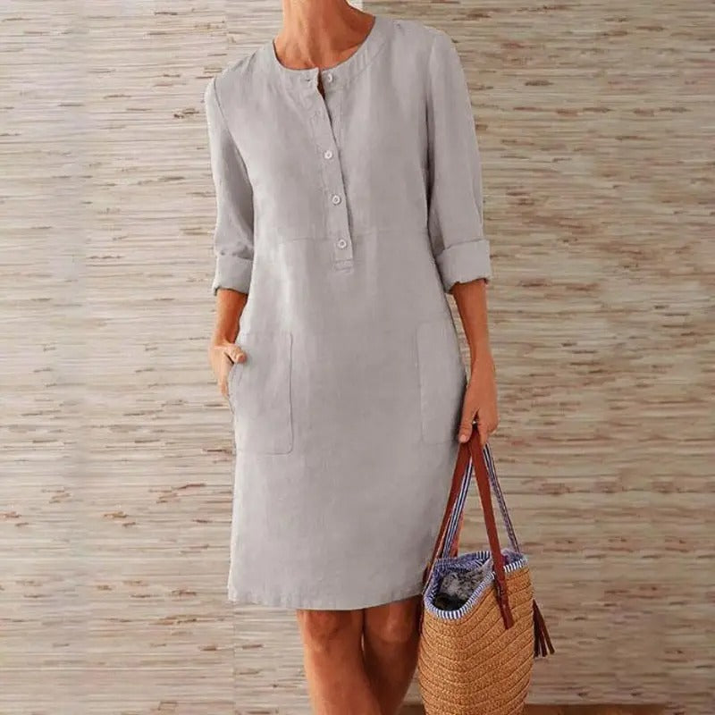 Elise | Long Sleeve Linen Dress