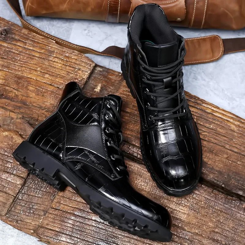 Xavier | Stylish Croco Faux Leather Boots