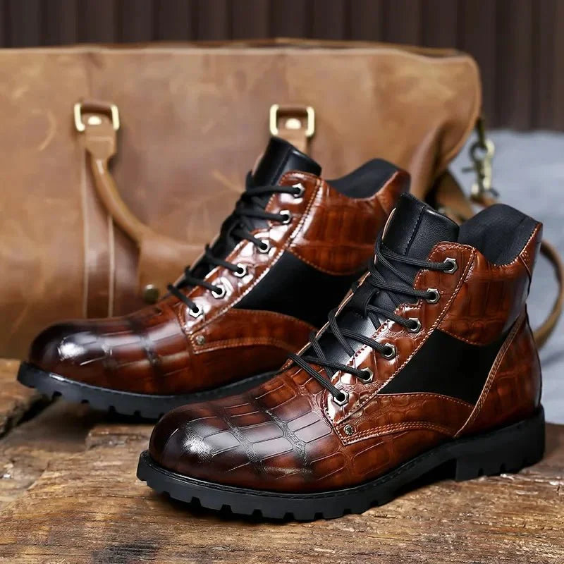Xavier | Stylish Croco Faux Leather Boots